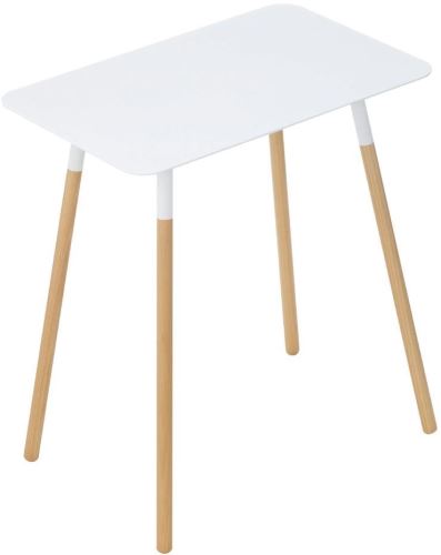 YAMAZAKI Odkládací stolek Plain 3507, kov/dřevo, bílý