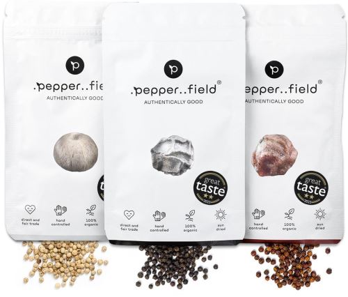 Pepř .pepper..field Kampotský pepř černý, červený a bílý - STARTERPACK (3 x 20 g)