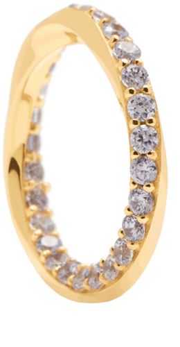 PDPAOLA Elegantní pozlacený prsten se zirkony CAVALIER AN01-197, obvod 54 mm
