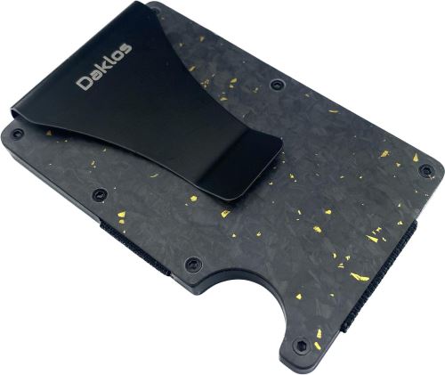 Peněženka Daklos Carbon RFID s klipem černozlatá