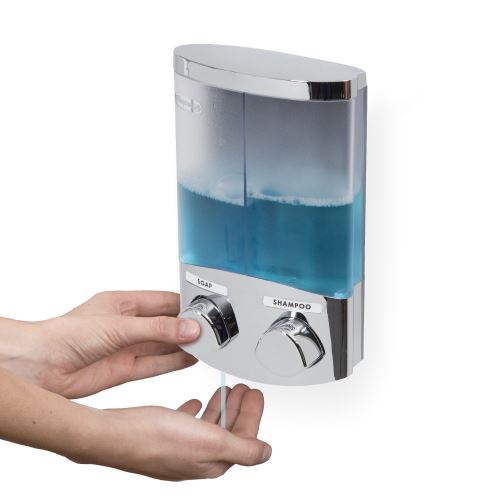 Compactor DUO dávkovač mýdla / šampónu nebo desinfekce na zeď, chrom plast, 2x 310 ml