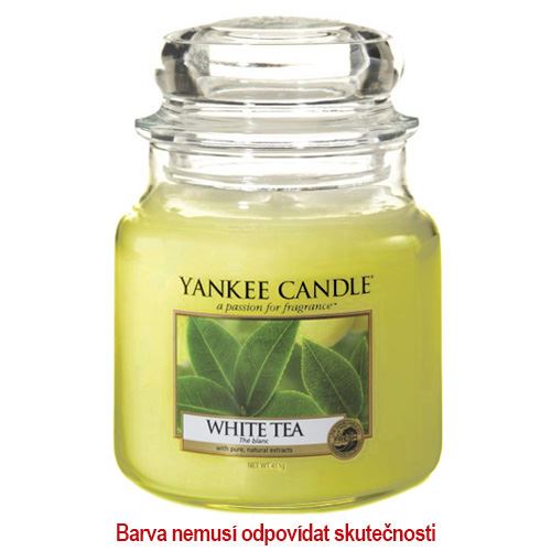 Svíčka ve skleněné dóze Yankee Candle Bílý čaj, 410 g