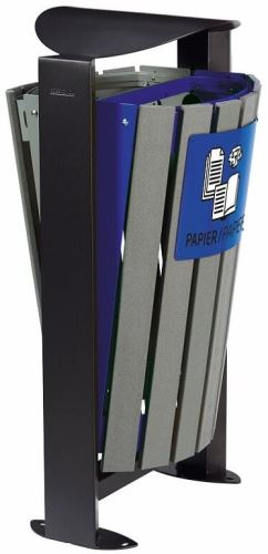 Venkovní koš na tříděný odpad - papír, směsný, Rossignol Arkea 59286, 2x60 L, modrý, šedý