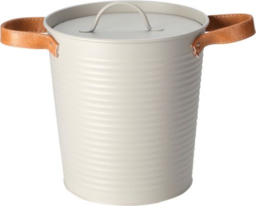 Nádoba na led H&L Kovový kbelík na led s koženými uchy, 19,5 cm, světlešedý