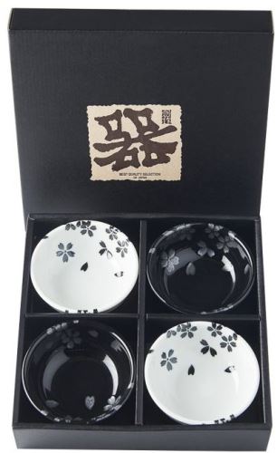 Sada misek Made In Japan Set misek Black & White Sakura 100 ml 4 ks