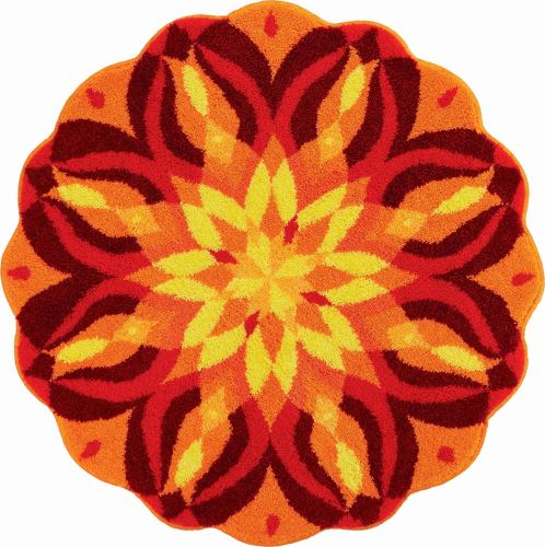 Koupelnová předložka GRUND SEBEREALIZACE Mandala kruhová o 60 cm, oranžová