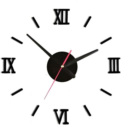 Nástěnné hodiny KIK Designové 3D nalepovací hodiny římské číslice 130 cm černá