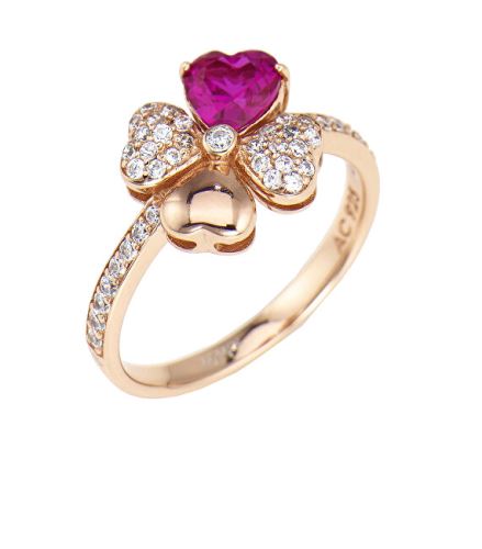 AMEN Růžově pozlacený stříbrný prsten se zirkony Love RQURR, obvod 50 mm