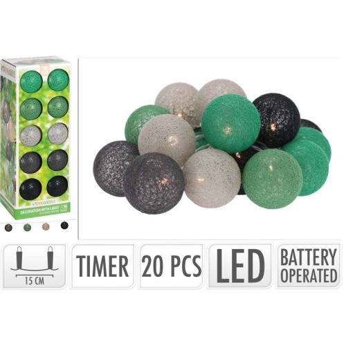 PROGARDEN PROGARDEN Světelný řetěz LED 20 ks zelená / šedá KO-AF5000560