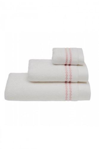 Ručník Soft Cotton Ručník Chaine 50 x 100 cm, bílá - růžová výšivka