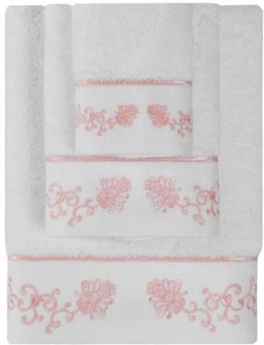 Ručník Soft Cotton Ručník Diara 50 x 100 cm, bílá - růžová výšivka