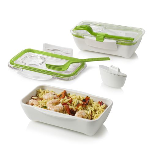 Lunch box Bento, 500ml, bílý/zelený