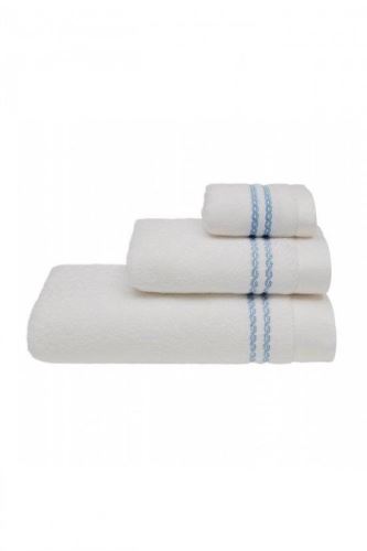 Ručník Soft Cotton Malý ručník Chaine 30 x 50 cm, bílá - modrá výšivka
