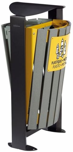 Venkovní koš na tříděný odpad - plasty, směsný, Rossignol Arkea 59285, 2x60 L, žlutý, šedý