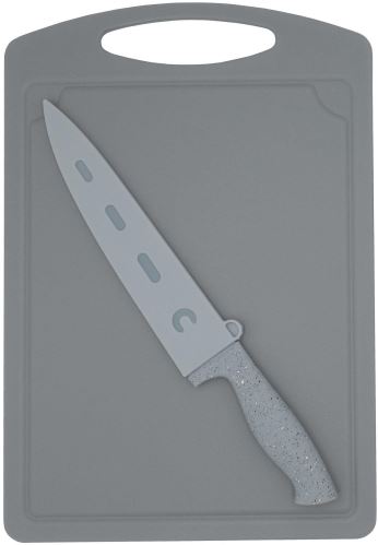 Krájecí deska STEUBER s nožem Chef šedá 36x25 cm