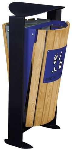 Venkovní koš na tříděný odpad - papír, směsný, Rossignol Arkea 56367, 2x60 L, modrý, šedý