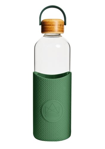 Skleněná lahev se silikonovým rukávem 1 L, Neon Kactus, zelená