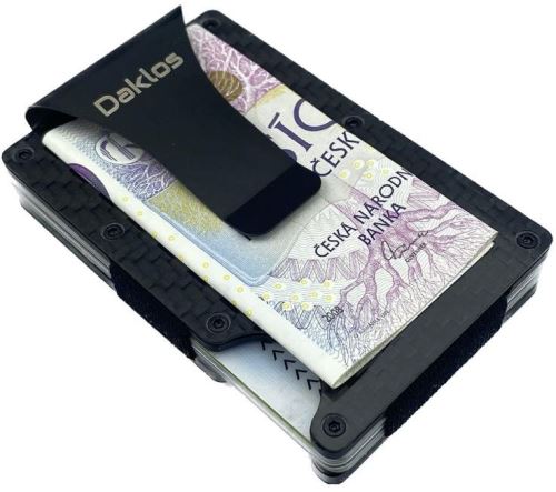 Peněženka Daklos Carbet RFID carbon s klipem černá