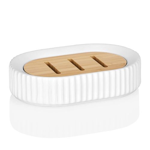 Miska na mýdlo BA68141, bílá/bambus