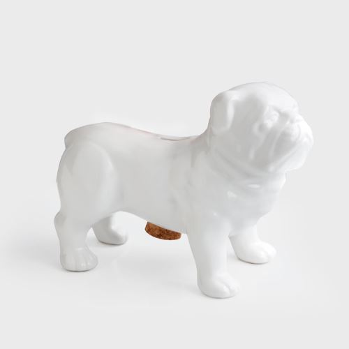 SUCK UK Kasička Bull Dog, porcelán, bílá