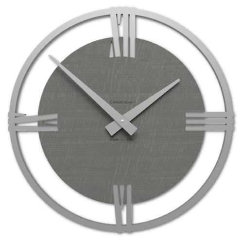 Designové hodiny 10-031n natur CalleaDesign Sirio 38cm (více dekorů dýhy) Dýha šedý kořen - 84