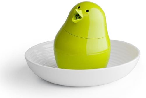 Slánka s miskou na vajíčko Jib-Jib Shaker, bílá-zelená
