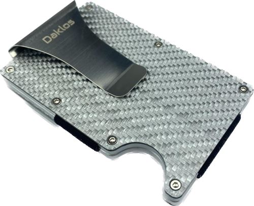 Peněženka Daklos Carbet RFID carbon s klipem stříbrná