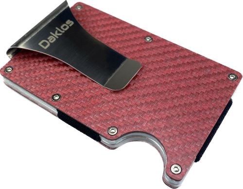 Peněženka Daklos Carbet RFID carbon s klipem růžová