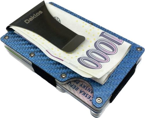 Peněženka Daklos Carbet RFID carbon s klipem modrá