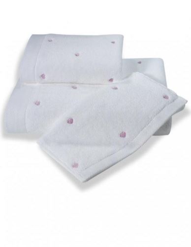 Ručník Soft Cotton Malý ručník Micro love 30 x 50 cm, bílá - lila srdíčka
