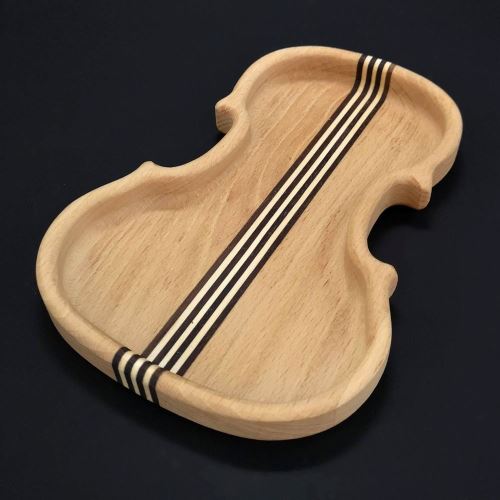 Miska AMADEA Dřevěná miska ve tvaru houslí se strunami, masivní dřevo, 14x20x2 cm