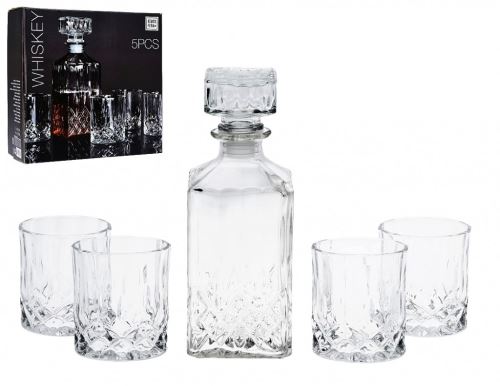 EXCELLENT EXCELLENT Whiskey set karafa + sklenice sada 5 ks křišťálové sklo, 0,9L KO-YE7300760