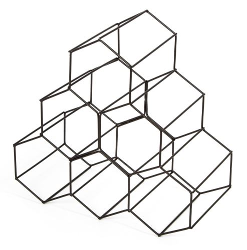 Stojan na víno Compactor Hexagon pro 6 lahví,matná ocel,28x28x14,5 cm