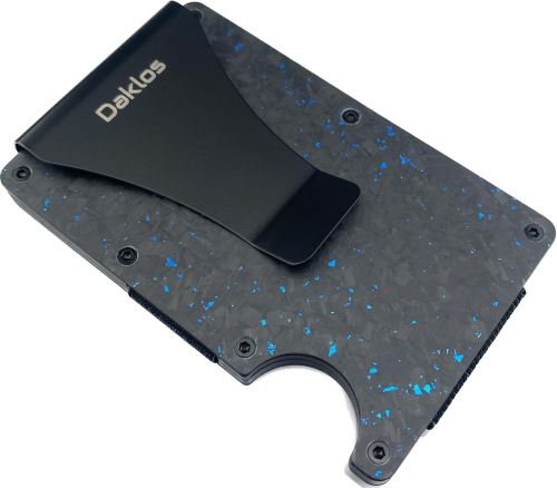 Peněženka Daklos Carbon RFID s klipem černomodrá