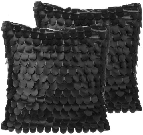 Polštář BELIANI, Sada 2 polštářů z umelé kúže 45 x 45 cm černá LOBELIA, 205628