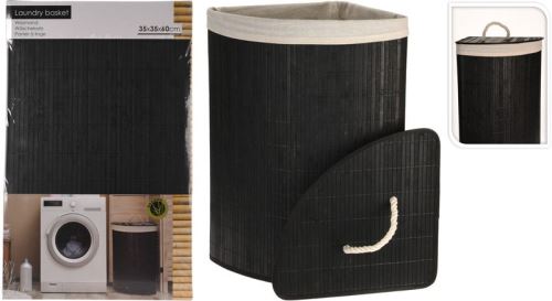 EXCELLENT EXCELLENT Koš na prádlo rohový bambus 35 x 35 x 60 cm černá KO-HX9100560