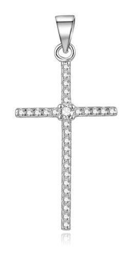 BENETO Stříbrný přívěsek se zirkony Křížek AGH139L