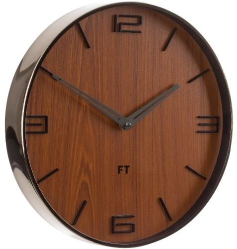 Designové nástěnné hodiny Future Time FT3010TT Flat walnut titanium 30cm