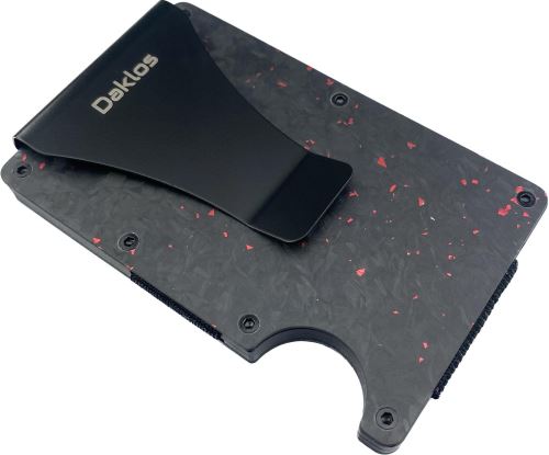 Peněženka Daklos Carbon RFID s klipem černočervená