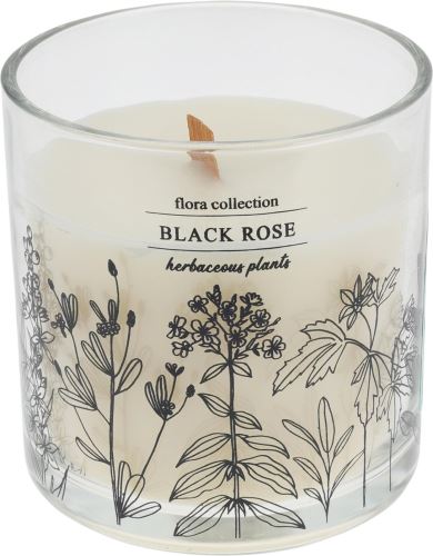 Svíčka H&L Vonná svíčka ve skle Black Rose, průměr 10 cm, bílá