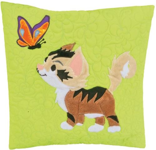 Povlak na polštář HANDY PETS Patchwork Koťátko s motýlem 44 x 44 cm