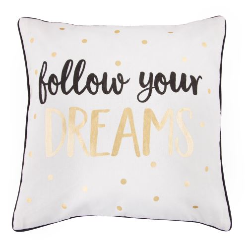 Polštář se zlatými puntíky "follow your DREAMS", Sass & Belle