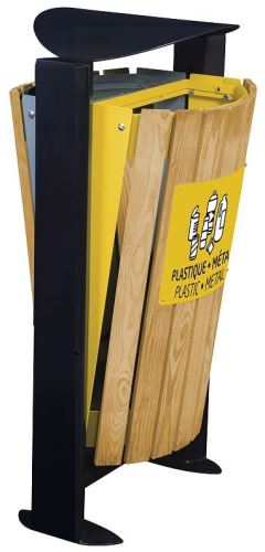 Venkovní koš na tříděný odpad - plasty, směsný, Rossignol Arkea 56366, 2x60 L, žlutý, šedý