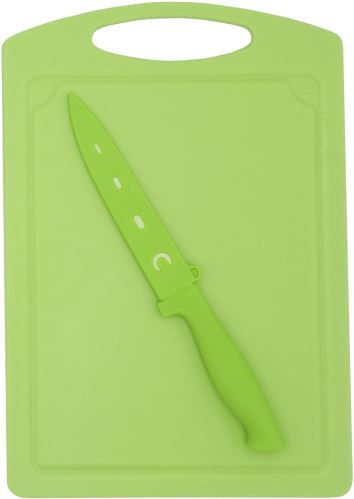 Krájecí deska STEUBER 29x20 cm s nožem na zeleninu, zelená