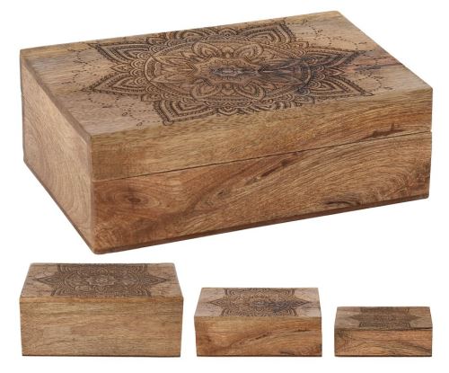 EXCELLENT EXCELLENT Úložné boxy s víkem sada 3 ks mangové dřevo KO-A65001030