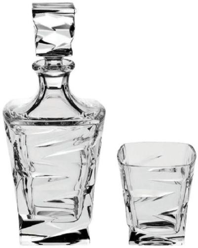 Karafa Crystal Bohemia Whisky set Zig Zag (1 karafa+ 6 sklenic)