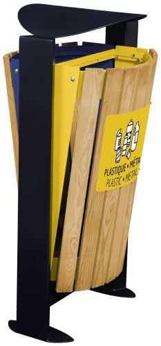 Venkovní koš na tříděný odpad - plasty, papír, Rossignol Arkea 56368, 2x60 L, žlutý, modrý
