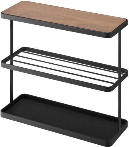 YAMAZAKI Odkládací stolek boční Frame 6707, kov/dřevo, černý
