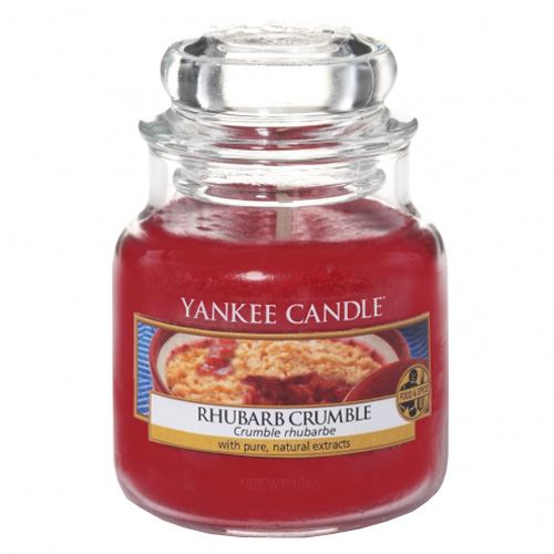 Svíčka ve skleněné dóze Yankee Candle Rebarborový crumble, 104 g