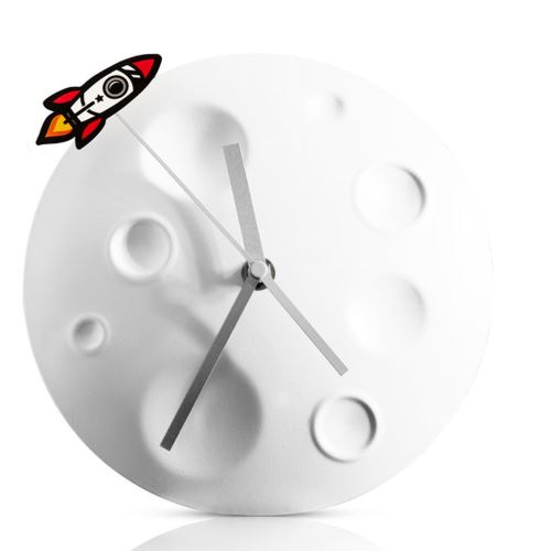 Hodiny Moon Clock, bílé, 20cm